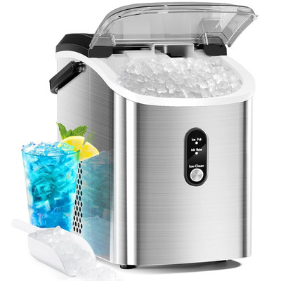 Nugget Ice Maker Countertop with Soft Chewable Ice, Portable Sonic Ice Maker wit