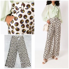 NWT 550 Women's Tory Burch Reva Abstract-Print Wide Leg Trousers Size: 8