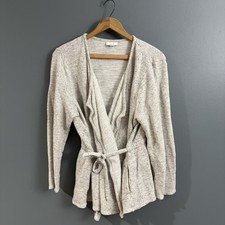 Pure Jill J. Jill Cardigan Sz L Oatmeal Cotton Lagenlook Capsule Lounge Natural