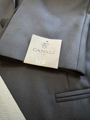 CANALI Black Wool Tuxedo Suit Jacket Size 52C, US 42 S Model 13793