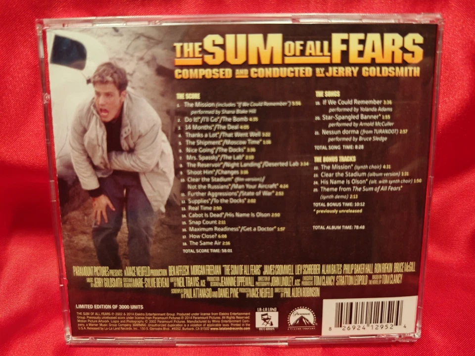 JERRY GOLDSMITH - "THE SUM OF ALL FEARS" Expanded & Remastered SOLD OUT Ost CD - Bild 3 von 3