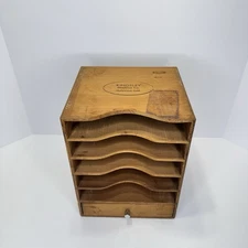 Vintage Kingsley Machine Co Wooden Storage Cabinet w/ Shelves Hot Foil Stamping