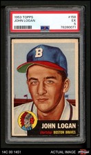 1953 Topps #158 Johnny Logan Braves RC PSA 5 - EX