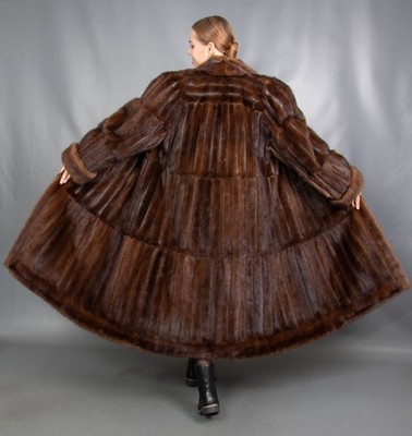115D US TARIFFS INCLUDED GLAMOROUS REAL MINK COAT FUR SWINGER EXTRA LONG SIZE L