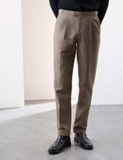 M&S - Autograph Mens Onyx Linen Blend Straight Trousers