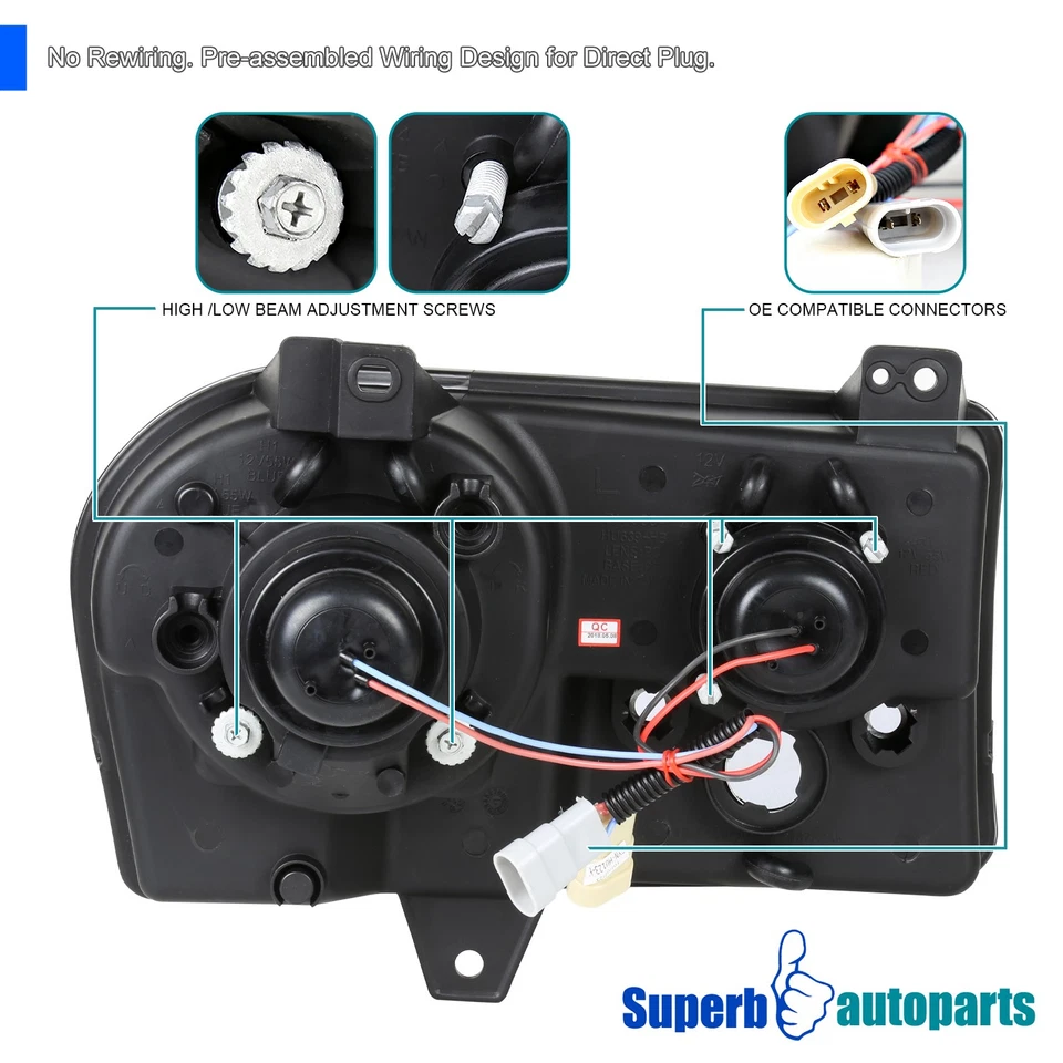Fits 2005-2010 Chrysler 300 Projector Headlights Lamps Pair Replacement Foto 4 de 4