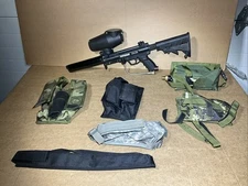Paintball Gun Lot Tippmann A5 with M16 Stock Tank Special Ops Brand Gear Pouches