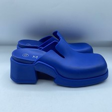 E8 MIISTA Blissa Mules Blue Shoes Womens EU38 US 7.5 Rubber Boho NWOB Flaw