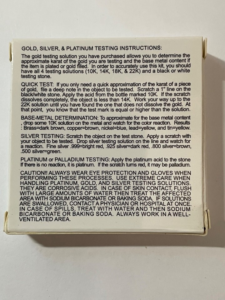 Gold Jewelry Testing "10K" , "14K", "18K" Acid + Neutralizer + " test ...