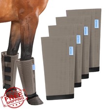 Mesh Horse Fly Boots Set of 4, Loose Fitting Leggings for Horses, Reduce Stre...