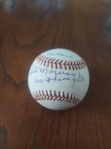 Bill Mazeroski Signed Baseball 3 Inscriptions PSA