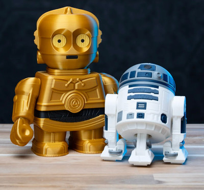 3D gedruckte Star Wars C3P0 und R2D2 Chunk Kit Figur