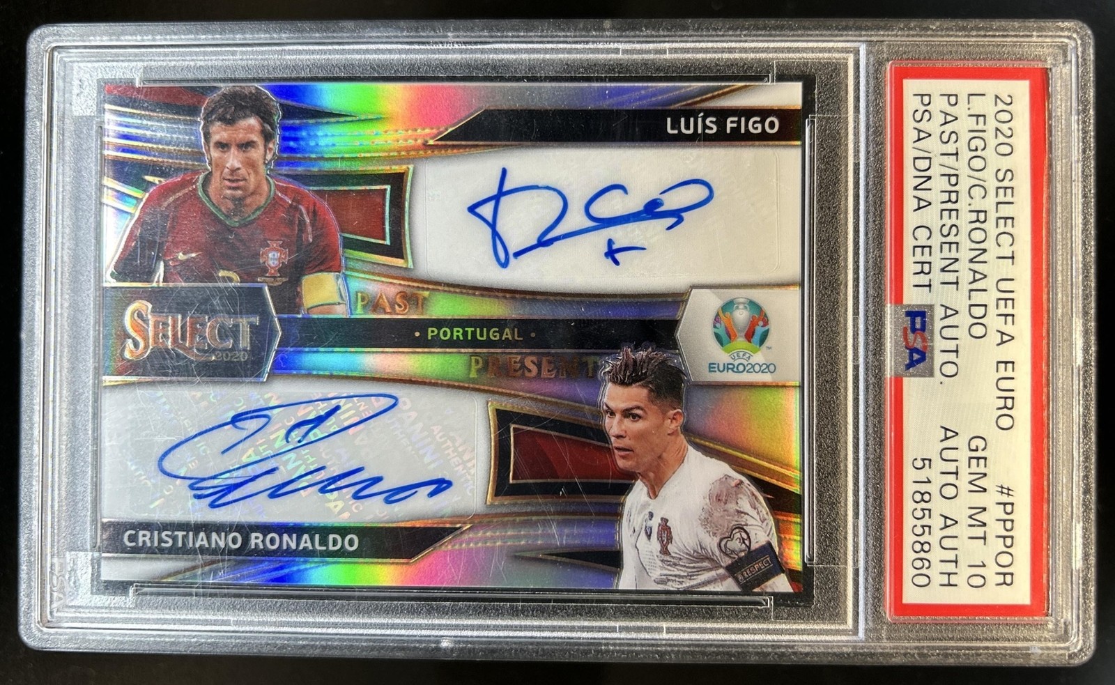 2020-21 Select Euro Cristiano Ronaldo Luis Figo Past and Present Auto /25 PSA 10
