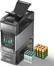 2 Pro 3-In-1 Smart Battery Charger with 12 Pcs AA Li-Ion  12 Pcs AAA Nimh Recha