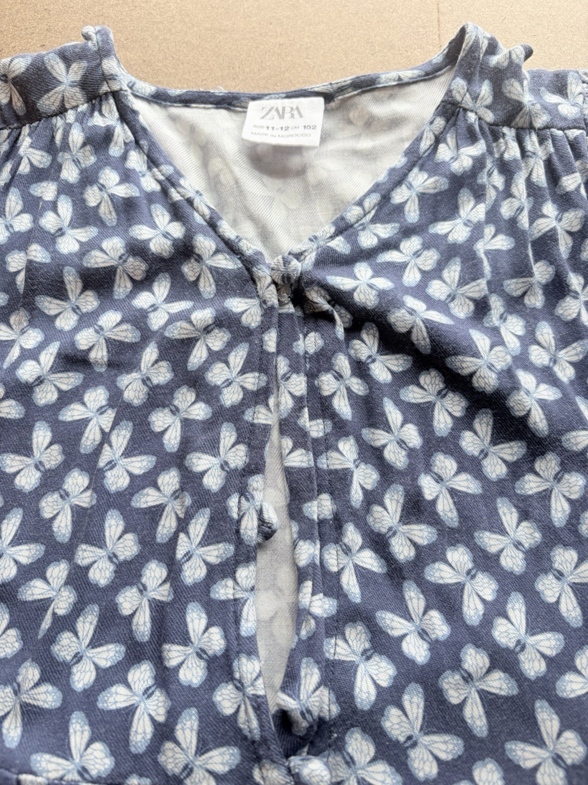 ZARA Girls 11–12 Short Sleeve Floral Dress • Blue Cottagecore Summer Cute thumbnail 7