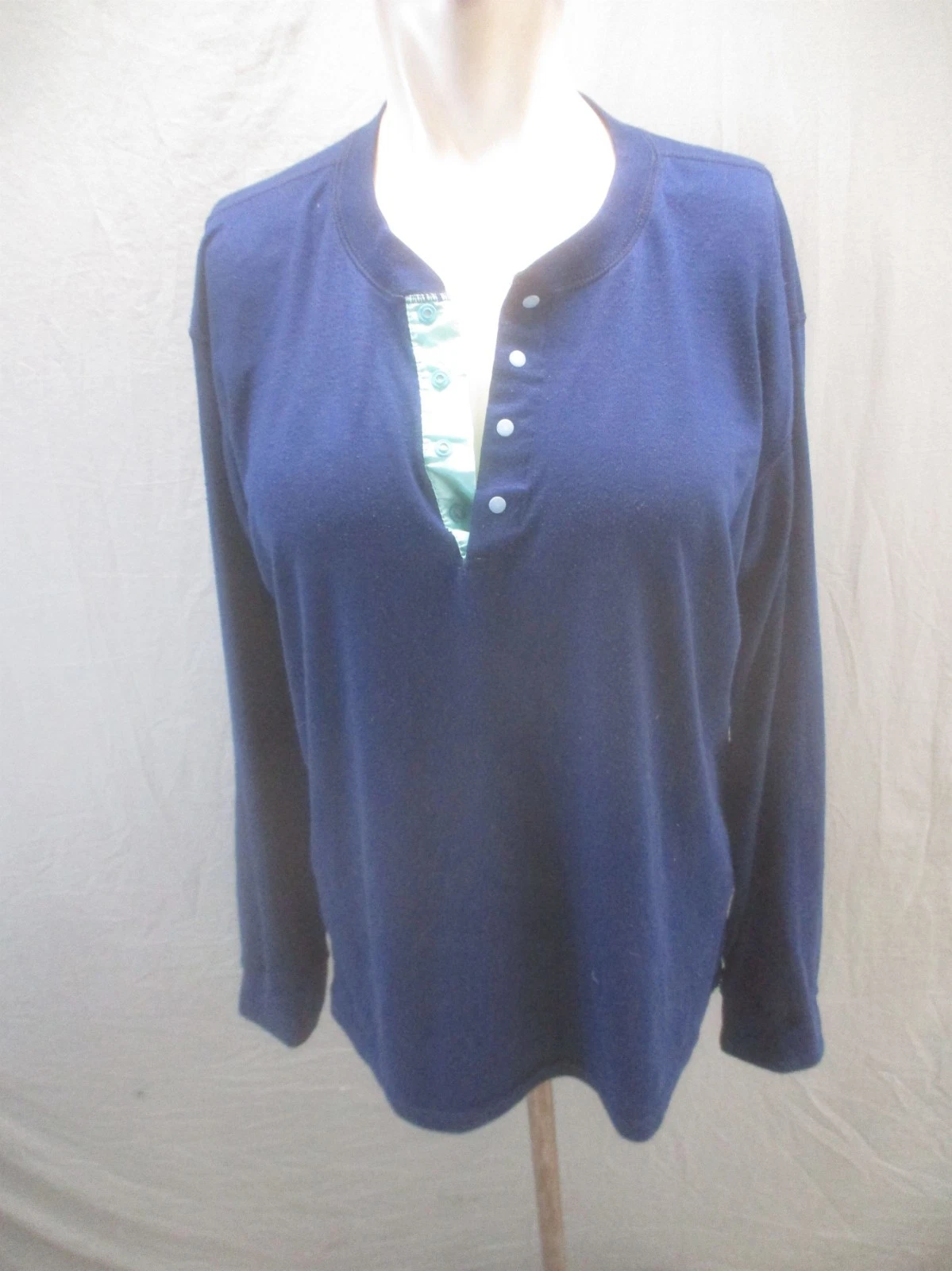 Patagonia Size L Womens Blue Long Sleeve Buttons Crew Neck Outdoor Pull Over 406