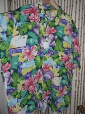 Vtg 80s 90s JAMS WORLD Rayon Hawaiian CRUISE SHIP Hibiscus Floral Print Shirt XL