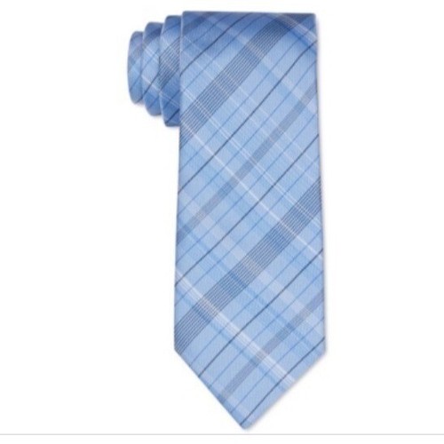 Calvin Klein Mens Diffuse Shadow Plaid Slim Tie Blue Size OS NWT - 第 1/2 張圖片