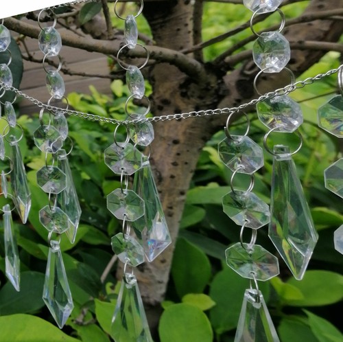 50/100pcs Acrylic Crystal Octagon Bead String Prism Garland Chandelier Hanging - Picture 6 of 7