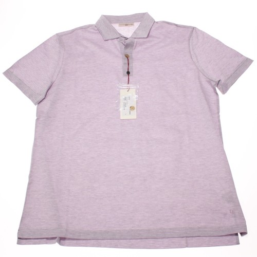 Luciano Barbera NWT Short Sleeve Polo Shirt Size L in Purple Melange 100% Cotton - Picture 3 of 9