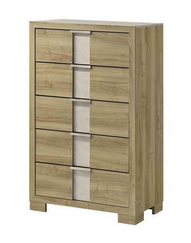 3Pc Driftwood Finish Queen LED Light Integrated Panel Bed Chest Nightstand Set - Picture 3 of 8