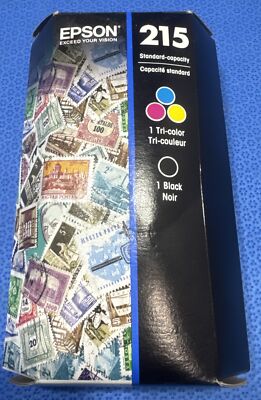2pk Epson 215 Black & Color Ink T215 WorkForce WF100 Slight Damage to Box Sealed