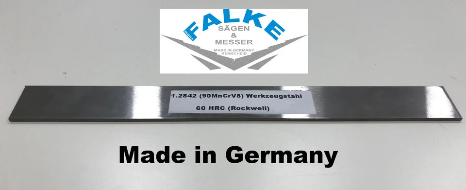 Messerstahl Werkzeugstahl Damast 1.2842 (90MnCr) / Klingenstahl 1000 x 41 x 3 mm