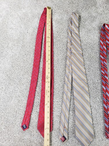 Chaps Men's Silk Tie Lot of 3 Red Beige Stripe Ancor Print - Picture 5 of 17