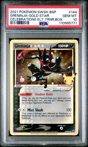 Pokémon Greninja Gold Star Celebrations Black Star Promo SWSH144 PSA 10 #SWSH144