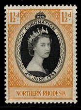Northern Rhodesia #60  Mint Never Hinged  1953 Coronation Queen Elizabeth II