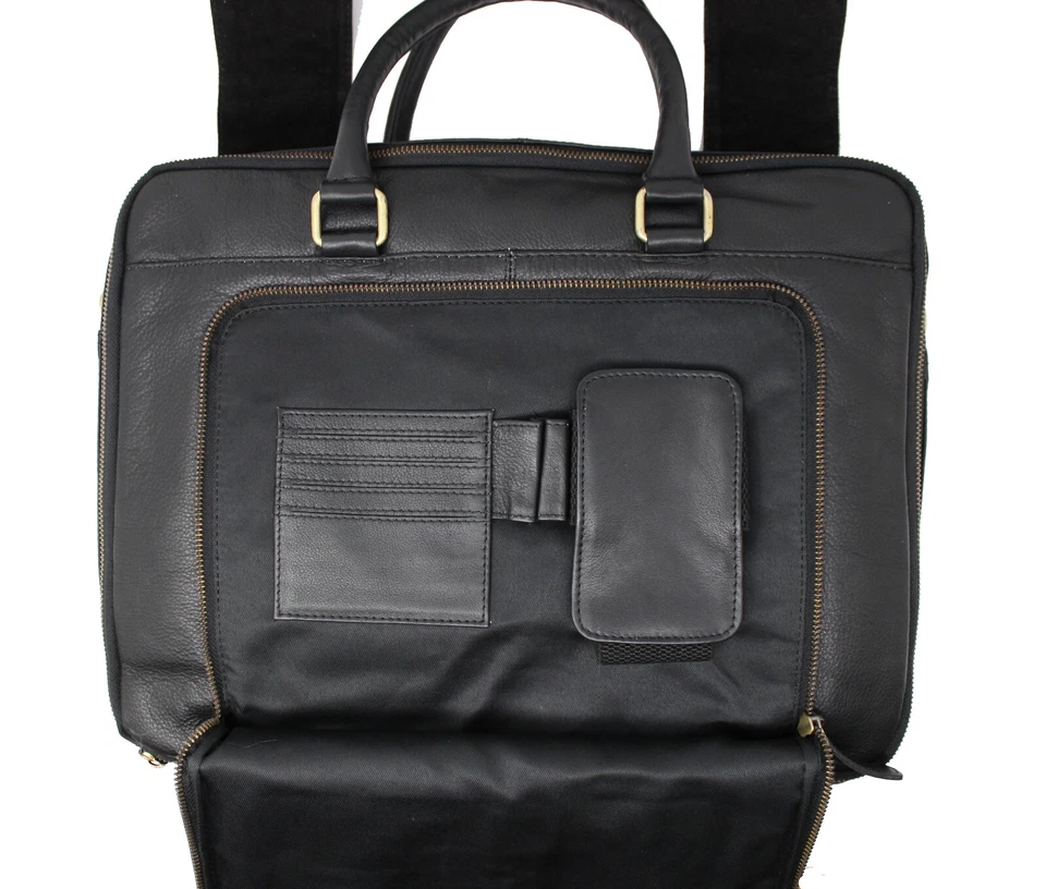 Bolso Bandolera StarHide Cuero Real 15.5 Pulgadas Laptop Viaje Negro 530 Foto 3 de 4