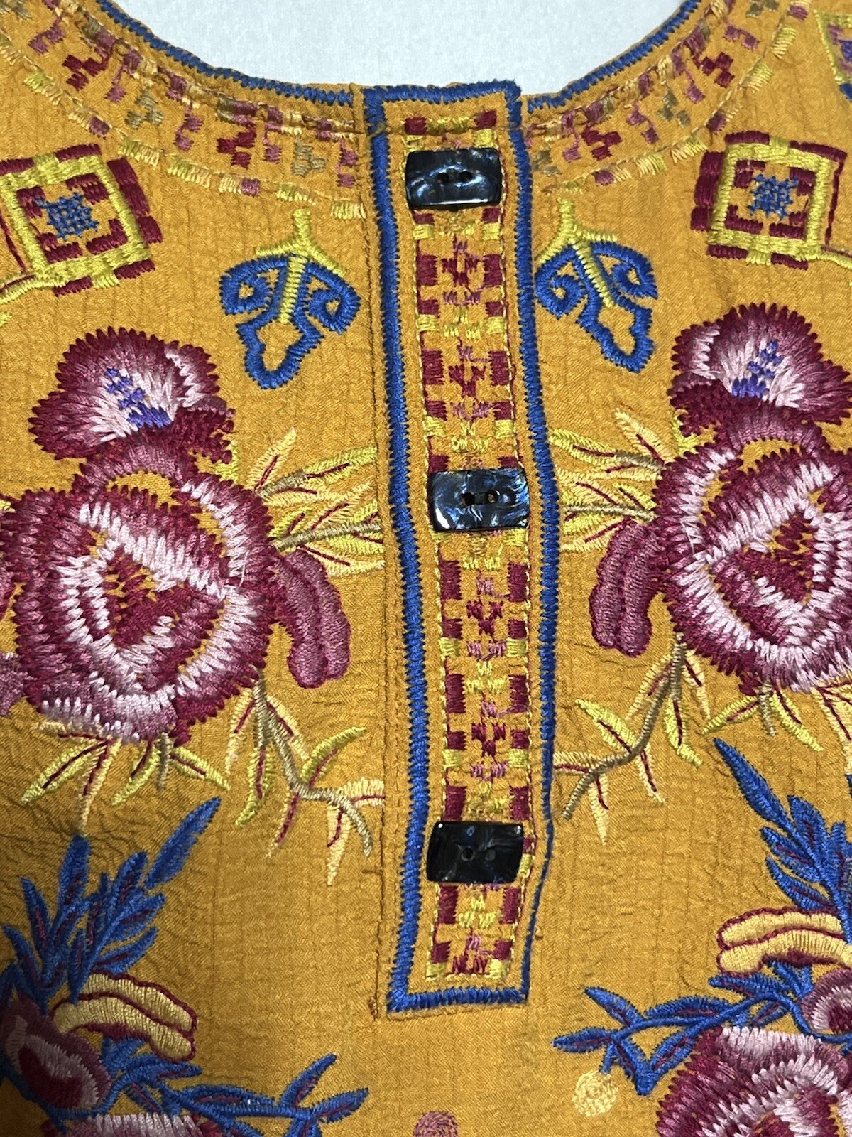 Caleoas BOHO Patchwork Blouse Embroidered Floral … - image 2