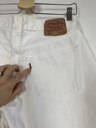 Vintage Levi's 501 Made in USA Herren Weiß gerades BeinJeans W32 L30 #BB - Bild 4 von 6