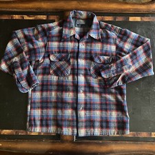 Vintage 70s Pendleton Board shirt flannel L Loop Collar