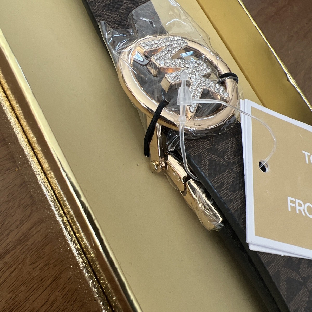 Pre-Owned 39.5” Michael Kirs Reversible Brown and White Monogram Belt Michael Kors Belts 2 Pieces. Logo Belts. Gold and Brown New  main image 2