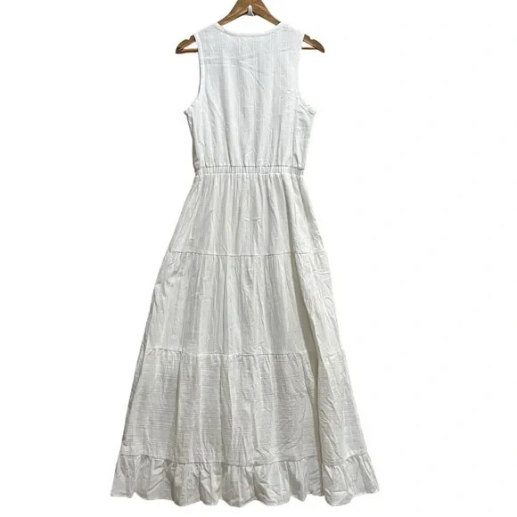 Splendid Collection White Maxi Dress XS Cotton Ti… - image 9
