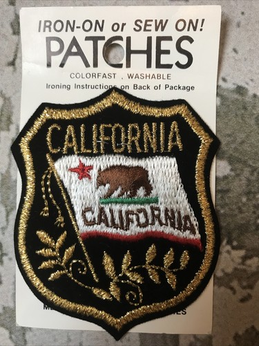 Vintage California Iron Sew On USA Patch Colorfast Washable Eagle Bear Star Red - Picture 2 of 5