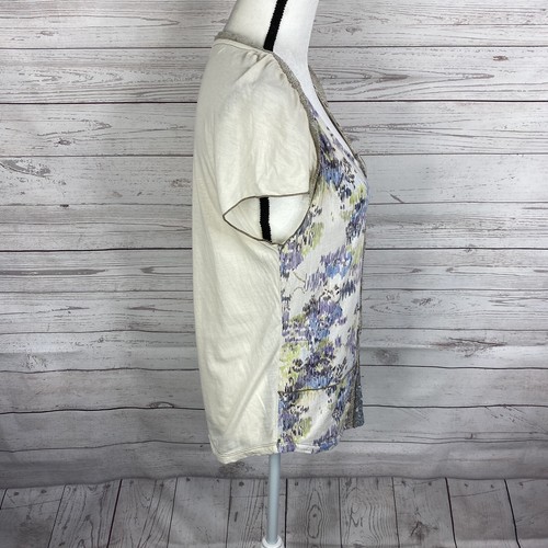 Anthropologie Tiny Short Sleeve Top Blouse Size P (XS) Ivory Sequin Front - Picture 4 of 6
