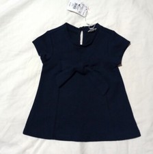 VESTITINO FELPATO BLU +FIOCCO BIMBA NEONATA 9-12 MESI 74 OVS abito bimba vestito