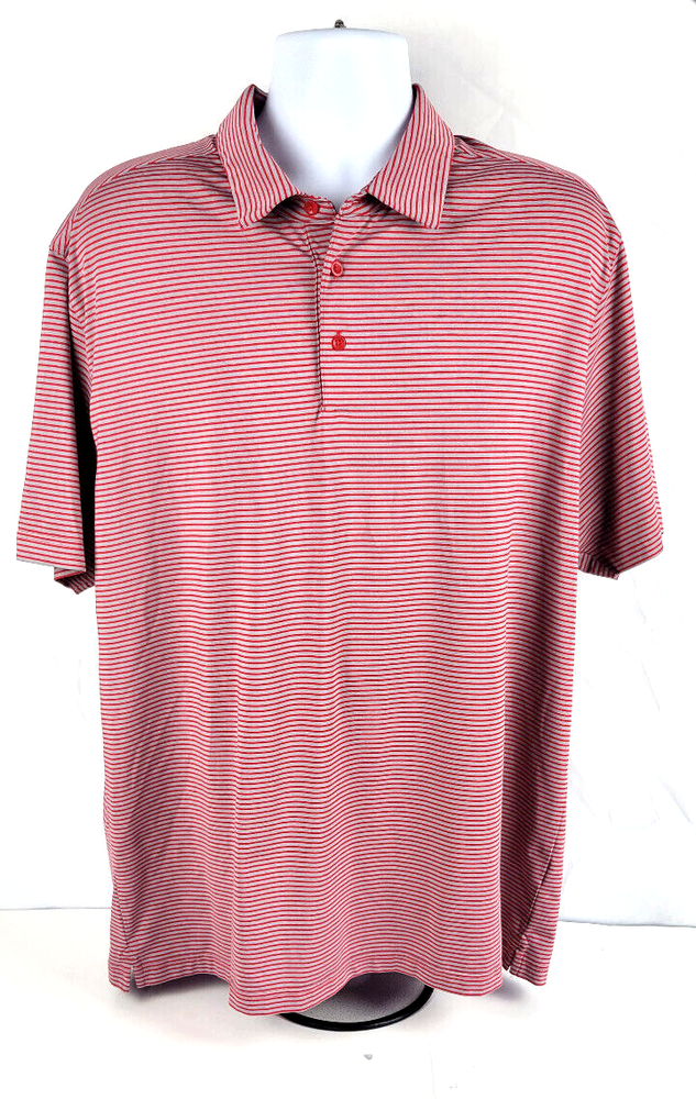 Under Armour Men's Polo Shirt Heat Gear Loose Fit Size 2XL Red & Grey Striped