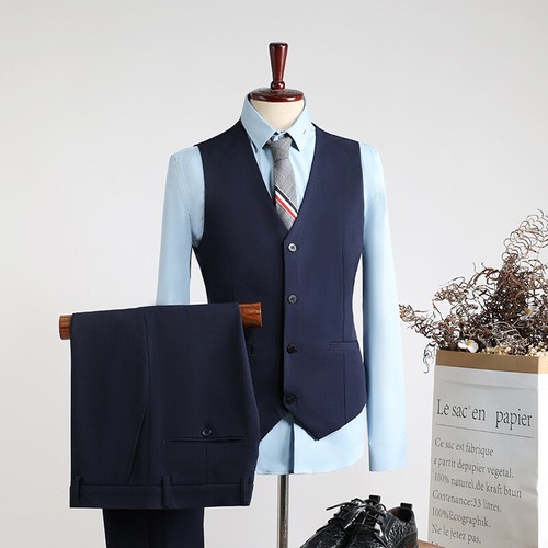 Herren Einfarbig Slim Fit Anzug Weste Hochzeitskleid Business Freizeit Arbeitskleidung Weste - Bild 17 von 28