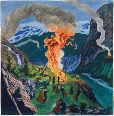 Nikolai Astrup : Midsummer Eve Bonfire : 1917 : Archival Quality Art Print 11x17