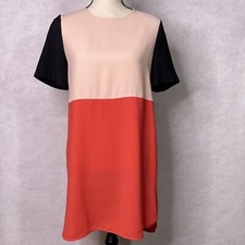 Zara Woman Dress Womens Small Color Block Short Sleeve Knee Length Retro Zip