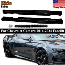 For 2016-2024 Chevrolet Camaro SS RS ZL1 Style Side Skirts Rocker Panels Glossy