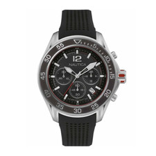 Nautica Men's Black Chronograph 47mm Watch NMX 1600 Silicone Strap NAD23503G