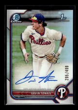 2022 Bowman Chrome #CPA-GTL Gavin Tonkel 295/499 1st Auto Refractor Phillies