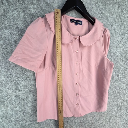 Princess Highway Top Womens 6 Pink Short Sleeve Button Up Collared 11926 - Picture 6 of 10