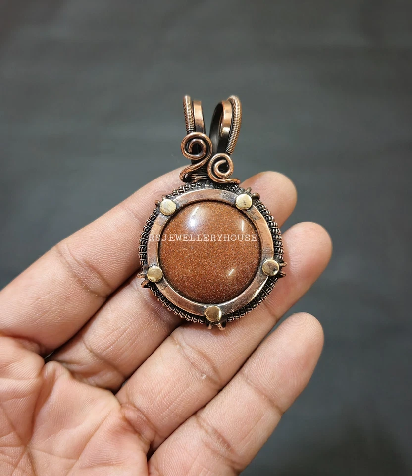 Colgante Sun Sitara alambre de cobre envuelto joyería piedras preciosas joyería hecho a mano regalo Foto 3 de 4