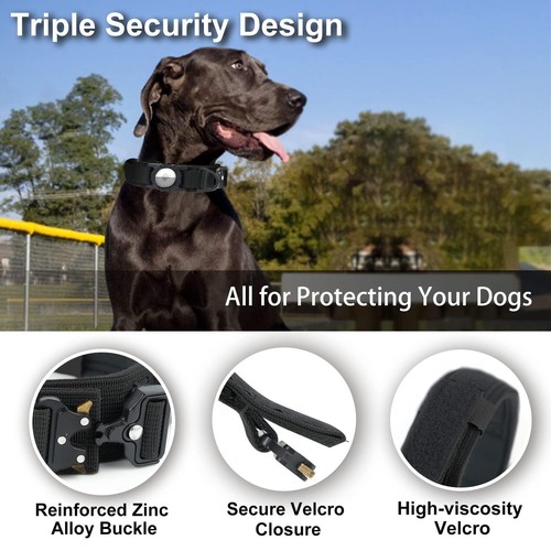 Militär Hund Metall Airtag taktisches Hundehalsband mit Airtag Halter und Griff - Bild 4 von 17