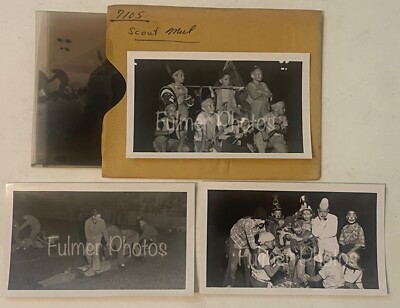1950s VTG B&W Photos & Negatives BOY SCOUT MEET Costumes Games BSA History OOAK
